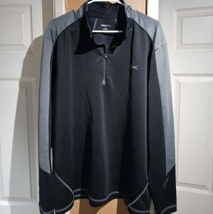 Calvin Klein Men's Black & Gray Quarter Zip Long Sleeve Shirt. Size XXL